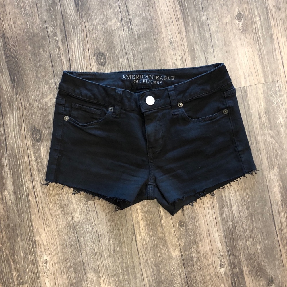 American Eagle Black Cutoff Shorts
